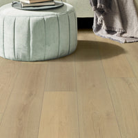 Wooden flooring with a light finish in a room setting