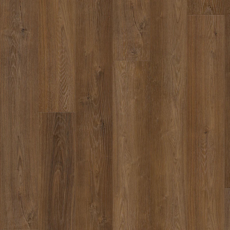 Close-up of a wooden floor with a warm brown color and visible grain pattern.